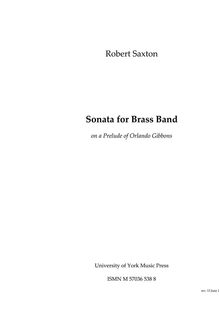 Sonata For Brass Band On A Prelude Of O. Gibbons